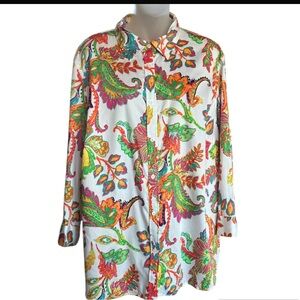Lauren Ralph Lauren Cotton Floral Paisley Button-Up Shirt 2X NWT